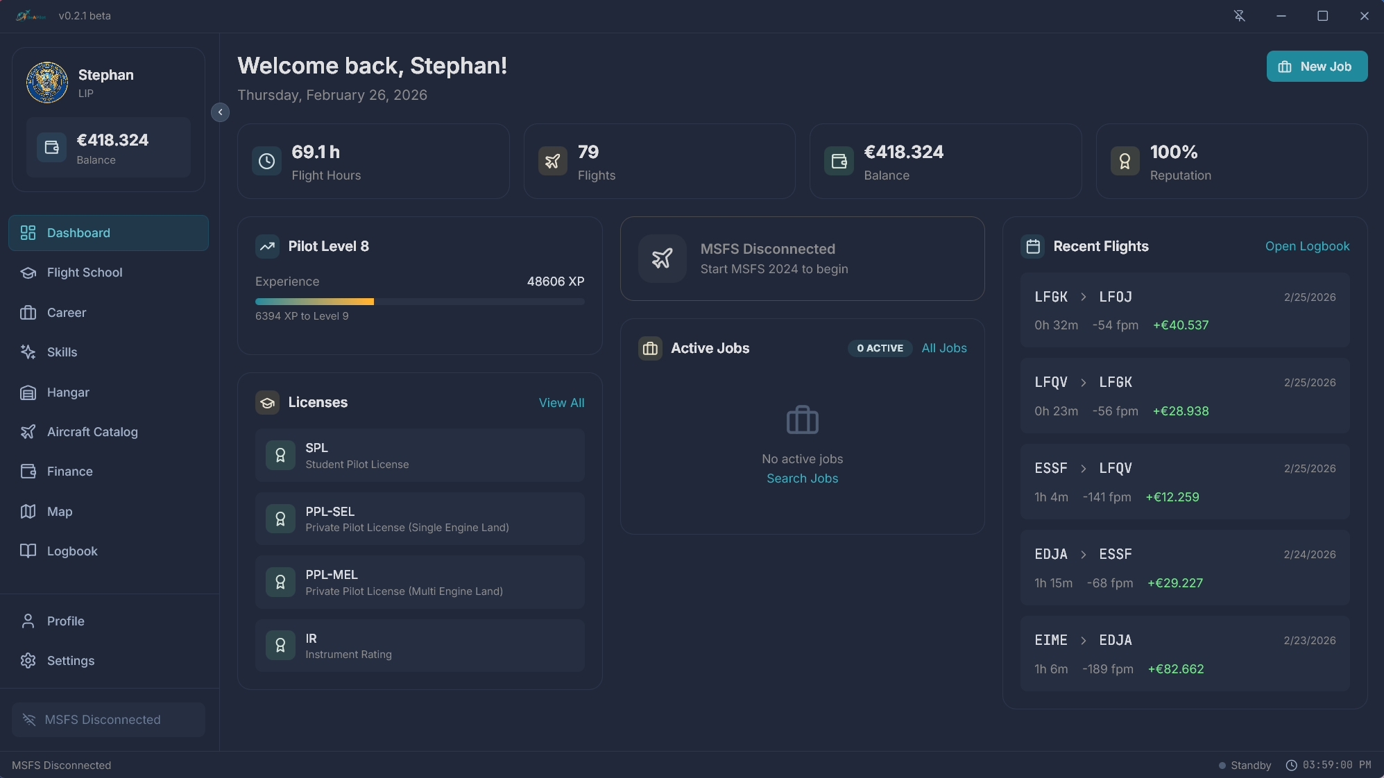 BeAPilot Dashboard
